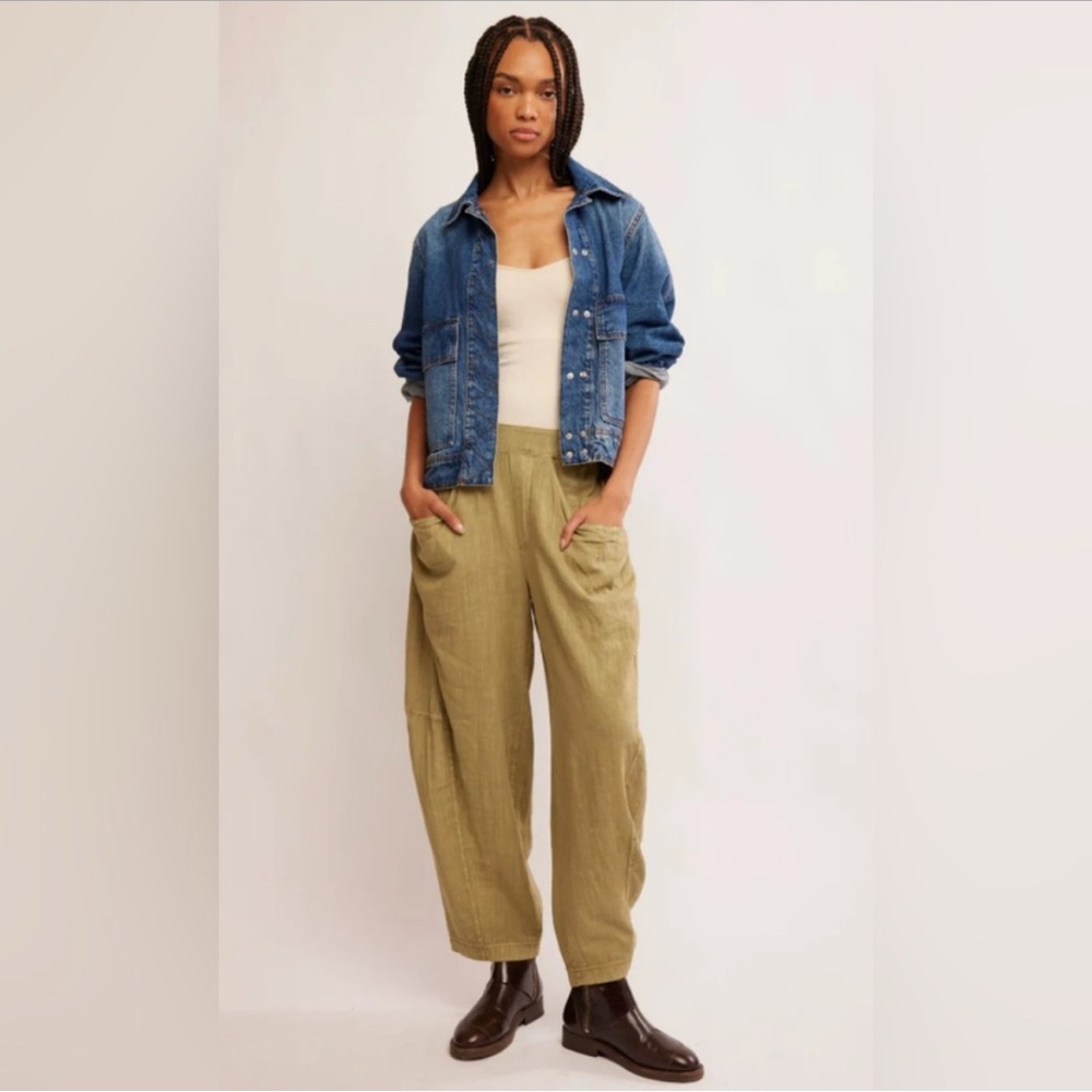 COPY - FREE PEOPLE High Road Barrel Pants S Python $78 Retail NWOT